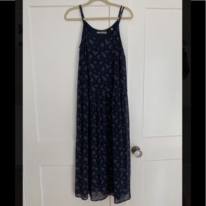 Silk navy floral maxi dress